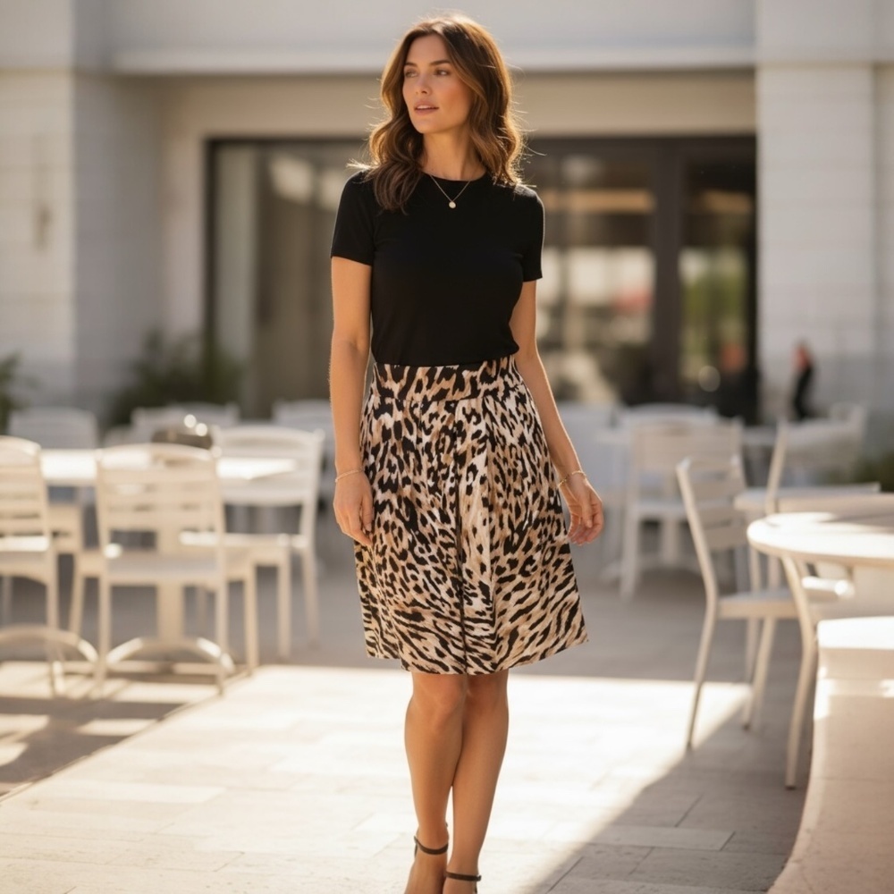 White House Black Market Animal Print Skirt size 14
